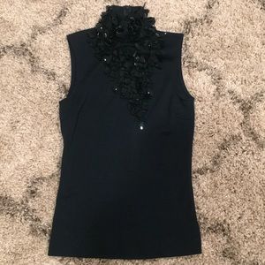 NWT Akris Green Beaded Wool Sleeveless Shirt